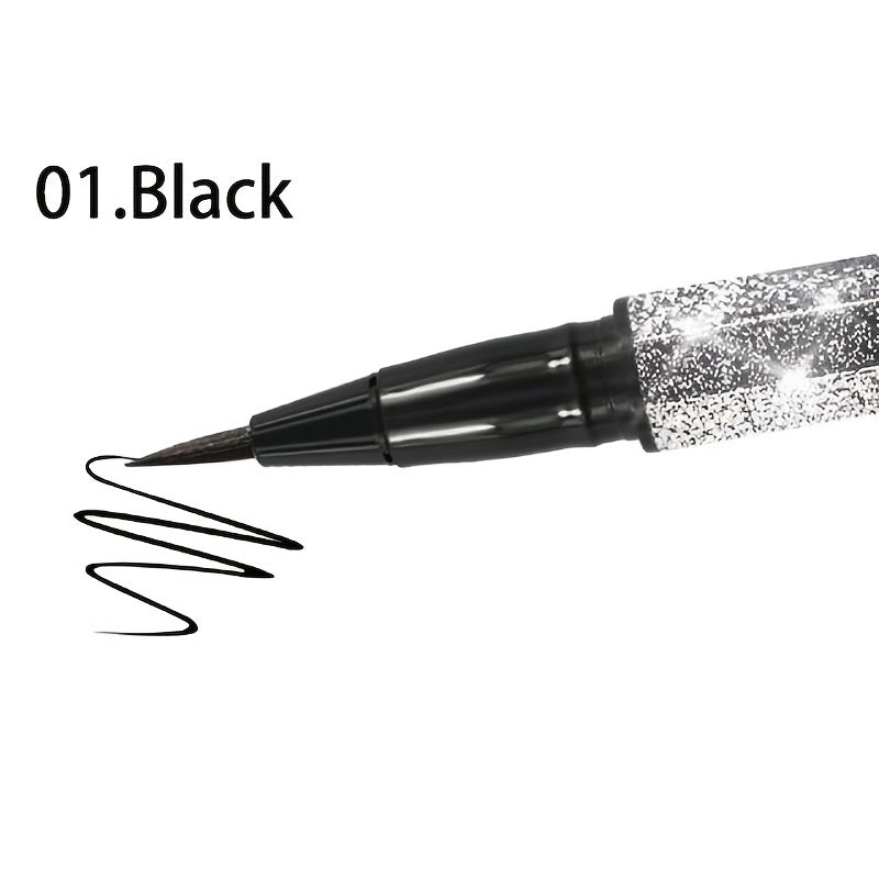 [1pc Waterproof Black Eyeliner Pen] 1pc Long-Lasting Waterproof Black Starry Sky Eyeliner Pen with Sponge Tip - Smooth and Quick-Drying for Beautiful Eye Makeup