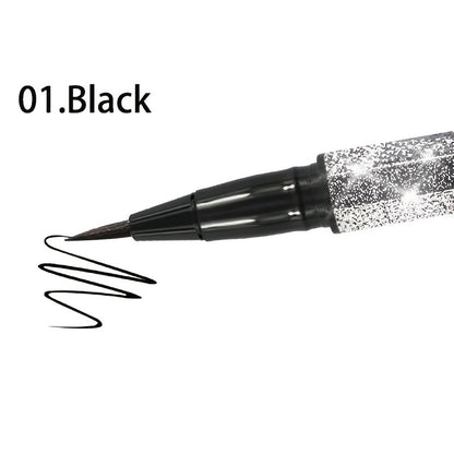 [1pc Waterproof Black Eyeliner Pen] 1pc Long-Lasting Waterproof Black Starry Sky Eyeliner Pen with Sponge Tip - Smooth and Quick-Drying for Beautiful Eye Makeup