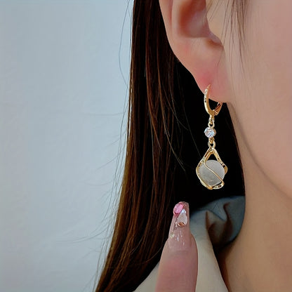 A Pair of Stylish Cat-Eye Stone Earrings for Sophisticated Women, Perfect for Everyday Wear