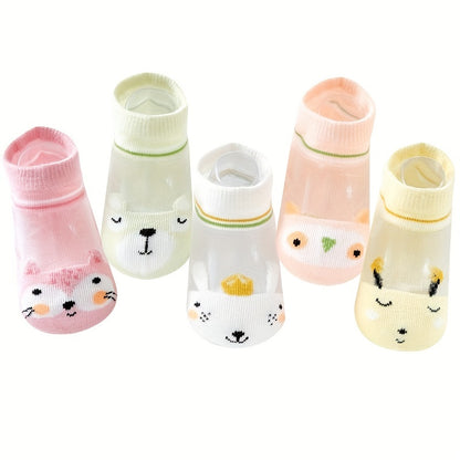 5pairs Boys Girls Kids Thin Mesh Breathable Soft Comfy Socks, Cartoon Cute Socks, Children's Trendy Socks for Spring Summer