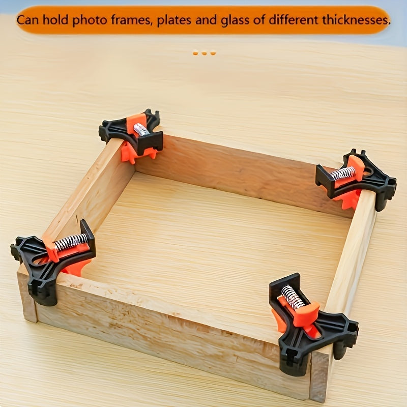 4pcs Adjustable 90-Degree Angle Clamps, Durable, Reusable Woodworking Tools, for Perfect Right Angles and T-Joint, with No Electricity Needed, Plastic Material