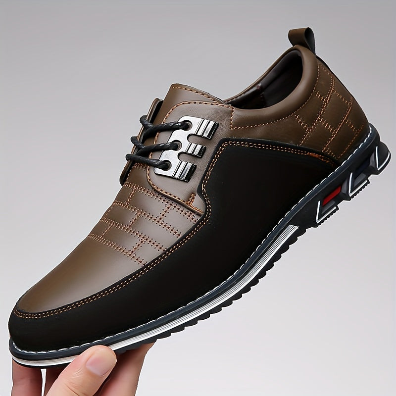Men's Plaid Derby Shoes, Wear-resistant Non-Slip Dress Shoes for Wedding Business