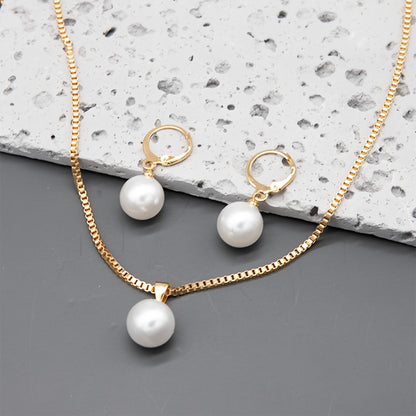 Set of 3 Stylish Imitation Pearl Additions - Coordinated Necklace, Earrings, And Ring for Women, Great for Celebrations, Christmas, And Special Events, Perfect Present for Loved Ones And Friends, Birthday Gift