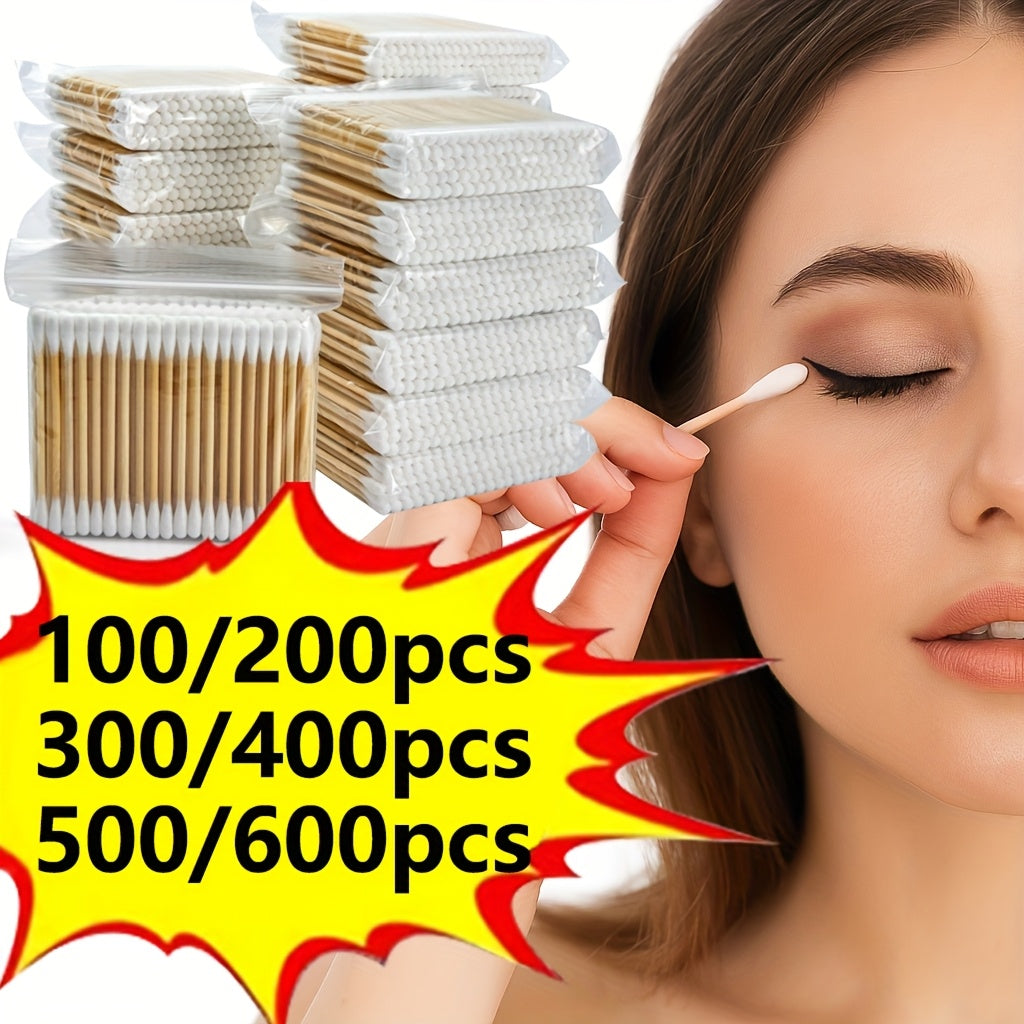 100/200/300/400/500/600pcs Double headed cleaning stick, suitable for ear cleaning, makeup and home cleaning, hygienic independent packaging, disposable multi-purpose, ear cleaning tool, makeup and removal tool, personal care and home preferred