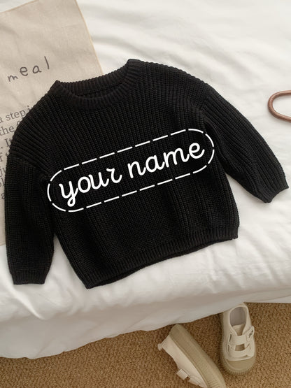 Girls' Casual Sweater with Personalized Name on Chest Area, Customizable, Perfect for Holiday Gifts