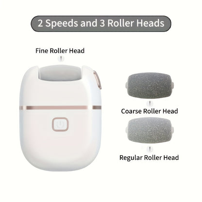 1pc Rechargeable Electric Foot Grinder, with Three Replaceable Grinding Heads, Including a Thickness Grinding Head for Polishing Thick, Portable and Easy to Use, USB Charging