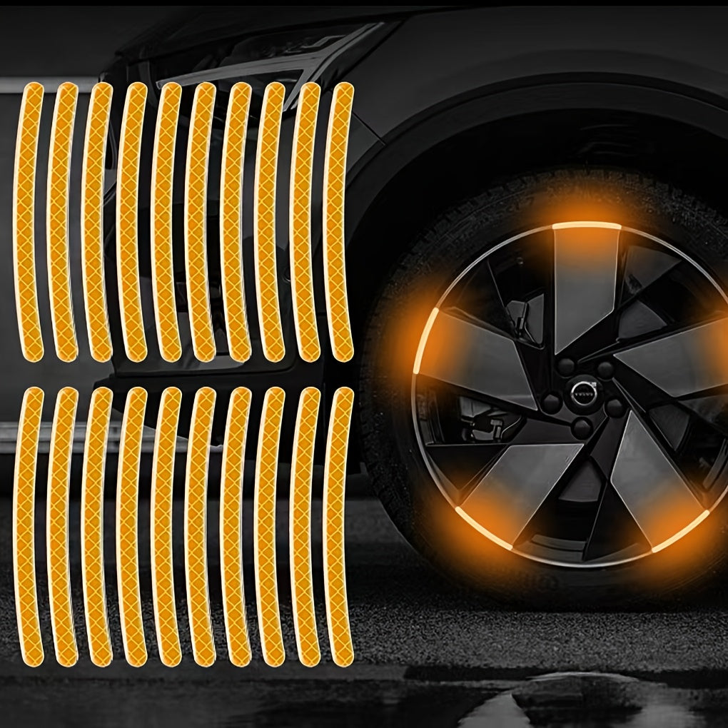 20 Reflective Wheel Stickers - Luminous Rim Decals That Enhance Safety, Suitable for Cars, Motorcycles, And Bicycles