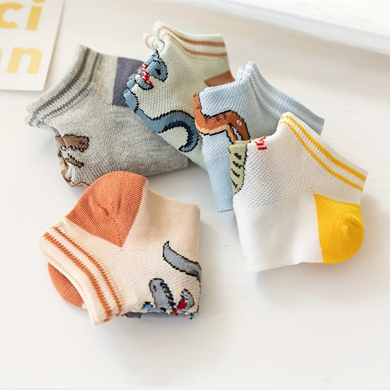 S90-5 Pair of Boys' Spring/Summer/Autumn New Mesh Dinosaur Breathable Children's Socks