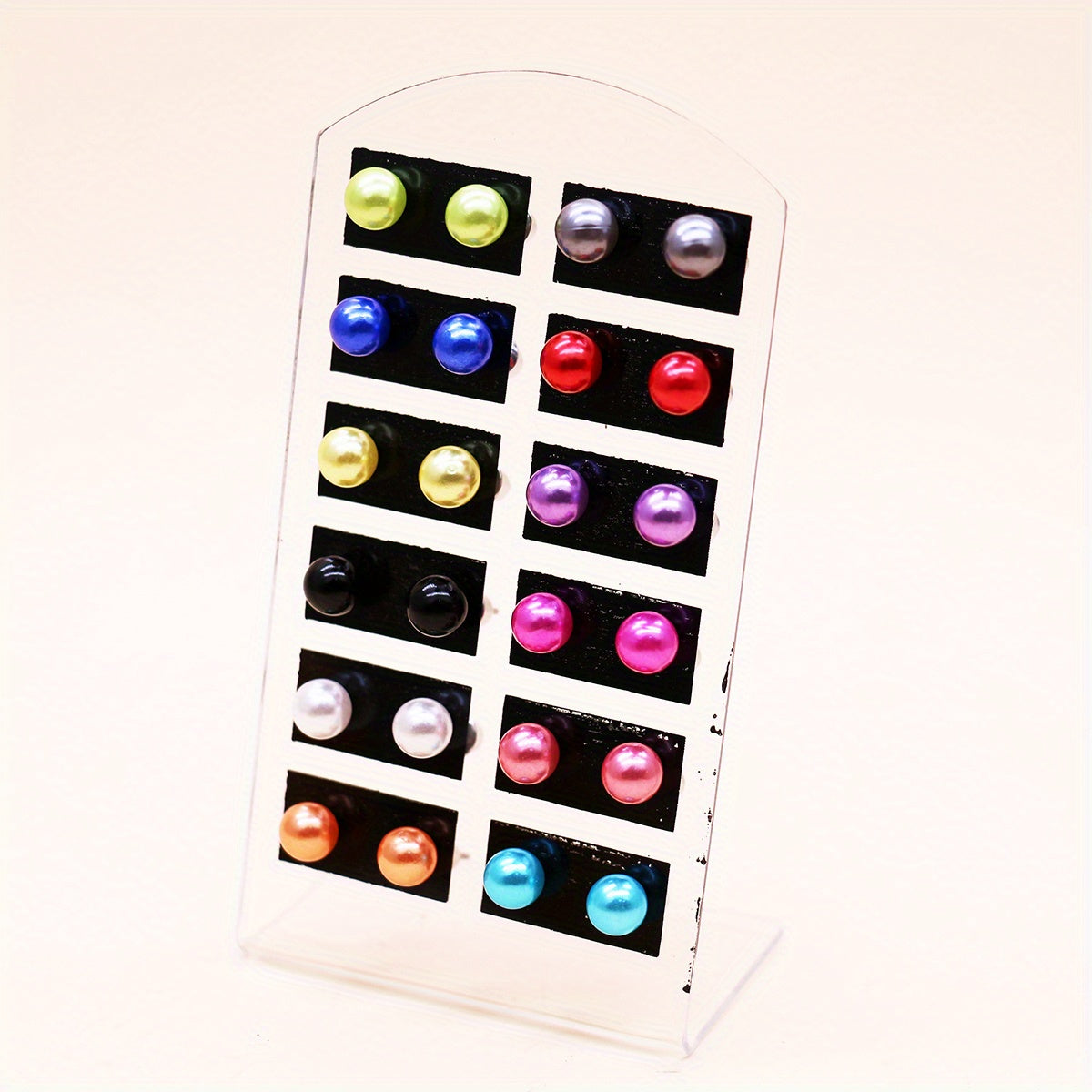[Elegant Pearl Earrings] 12 Pairs Colorful Faux Pearl Elegant Stud Earrings | Resin Jewelry Minimalist Style Trendy Female Gift Daily Casual