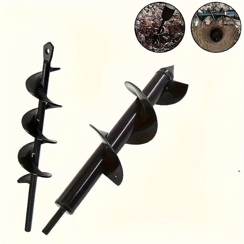 [Single Heavy-Duty Auger Drill Bit] Quick-Plant Heavy-Duty Auger Drill Bit, Metal Garden Tool - Single Item Packaging, 3/8" Hex Round Shank, Manual Power Supply