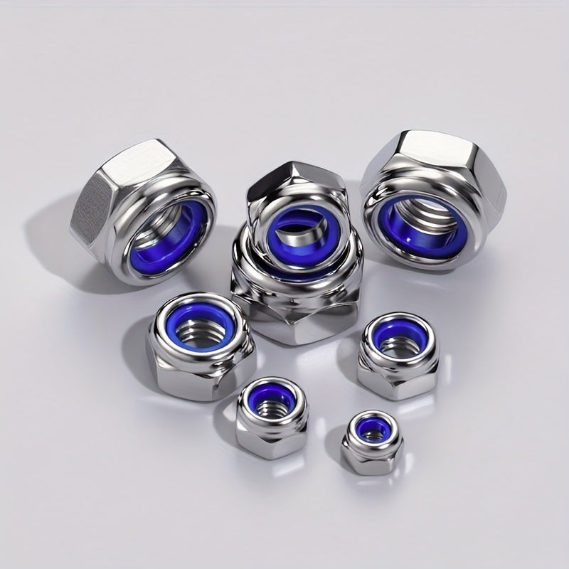 210-Pcs/150-Pcs Nylon Lock Nuts - Nylon Inserts, Full Thread, M3/M4/M5/M6/M8 Locking Design, Hex Screws, Durable Construction, for Industrial and Scientific Applications, Construction, Electrical Repair and Installation, Fasteners without box