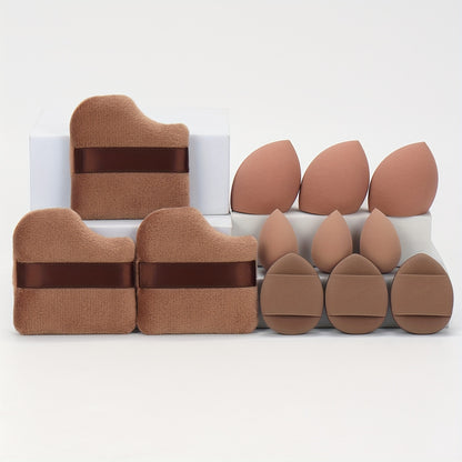 12pcs All-In-One Makeup Sponge Set, Consists of 3 Loose Powder Puffs, 3 Puffs, 3 Makeup Sponges And 3 Makeup Sponges. Foundation Blending Beauty Sponge, Liquid, Cream And Powder Flawless, Latex-Free Wet And Dry Dual-Use Foundation Makeup Cream