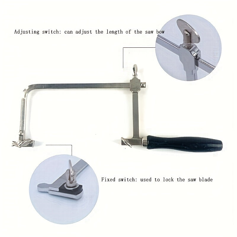 Black Handle Movable Saw Bow Wire Saw Mini Wire Saw U-shaped Saw Bow Small Hand Saw Jewelry Tool DIY Production Tool.