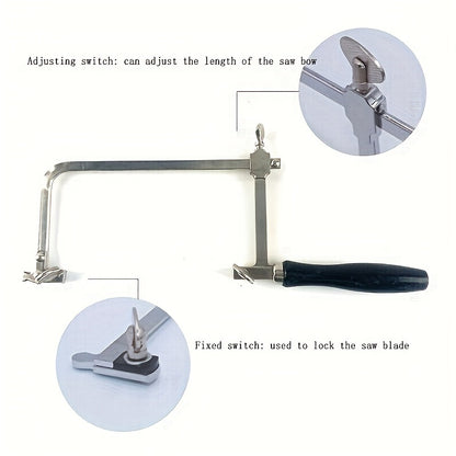 Black Handle Movable Saw Bow Wire Saw Mini Wire Saw U-shaped Saw Bow Small Hand Saw Jewelry Tool DIY Production Tool.