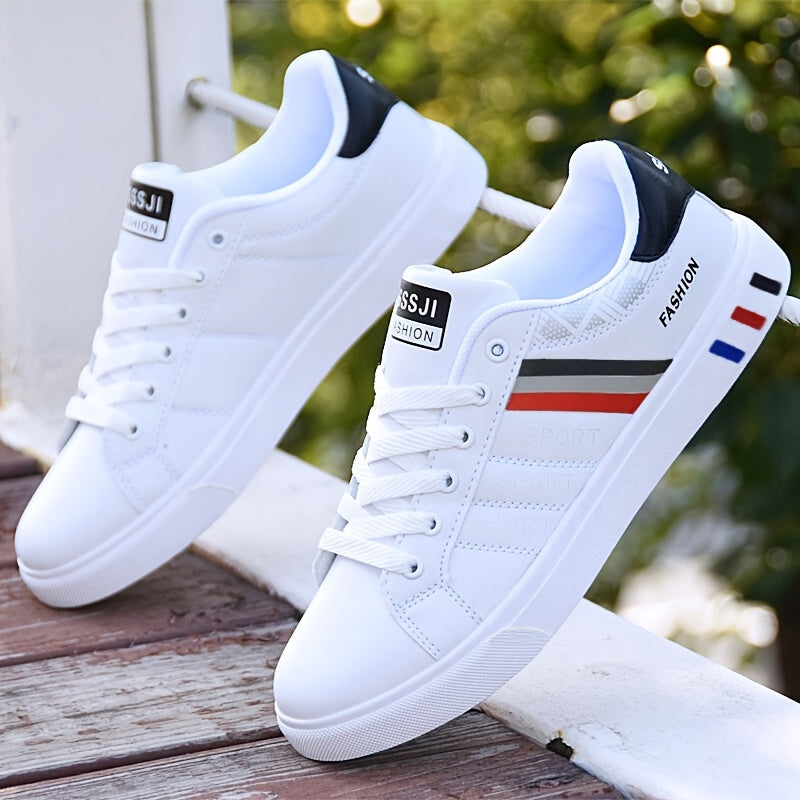 Men's Fashion Striped Low-top Skateboard Shoes, Comfortable Non-slip Lace-up Casual Sports Shoes, Suitable for Men's Outdoor Activities