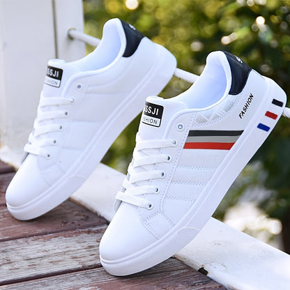 Men's Fashion Striped Low-top Skateboard Shoes, Comfortable Non-slip Lace-up Casual Sports Shoes, Suitable for Men's Outdoor Activities
