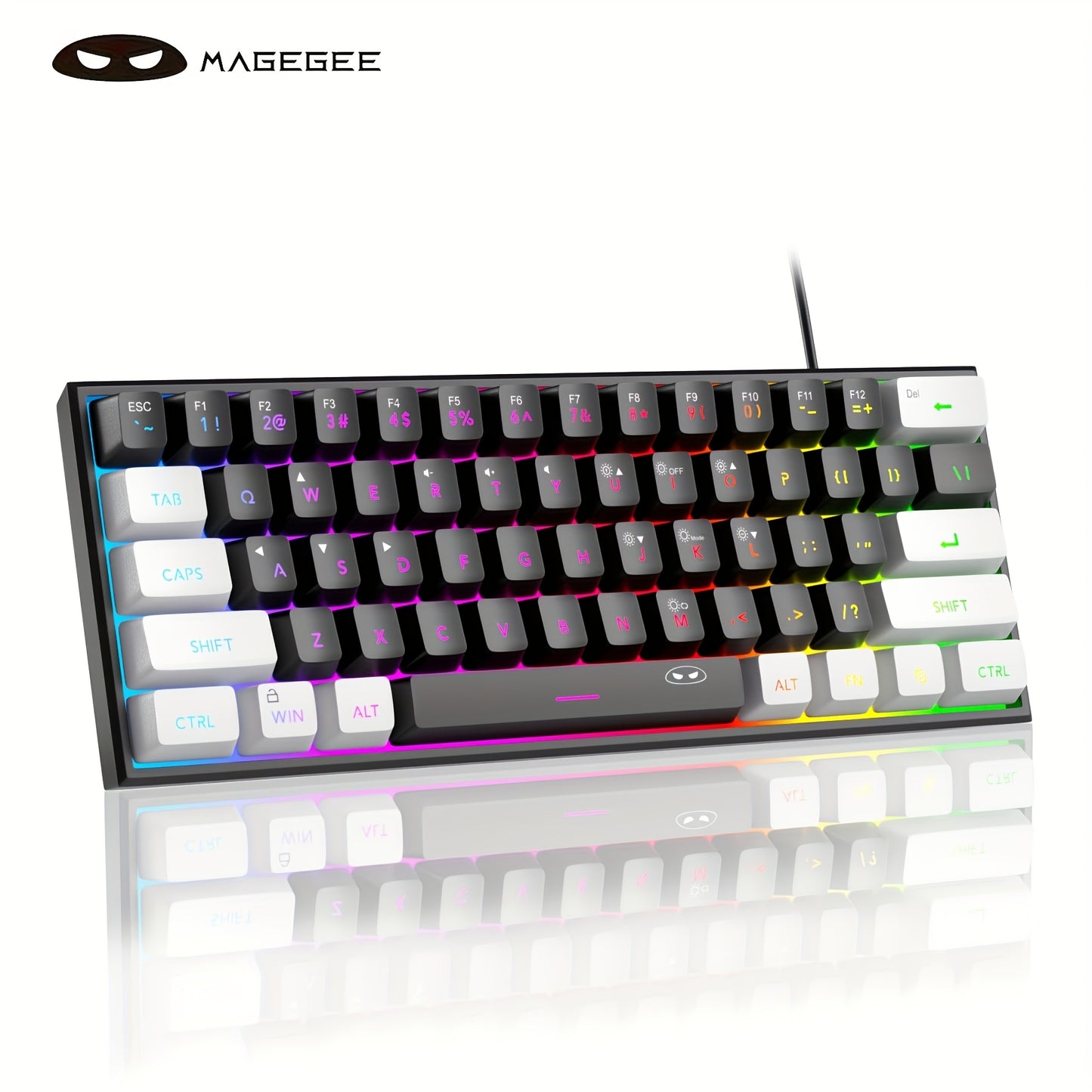 MageGee  60% Gaming/Office Keyboard, Keycap Type Wired RGB Backlit Compact Computer Keyboard for Windows/Mac/Laptop