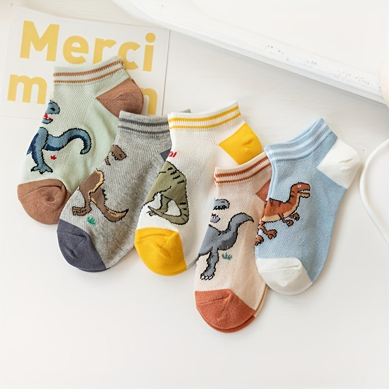 S90-5 Pair of Boys' Spring/Summer/Autumn New Mesh Dinosaur Breathable Children's Socks
