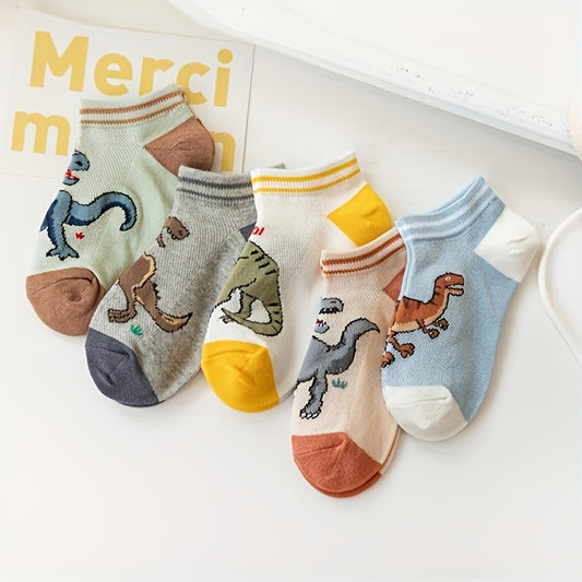 S90-5 Pair of Boys' Spring/Summer/Autumn New Mesh Dinosaur Breathable Children's Socks