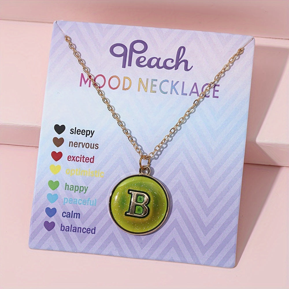 1pc of Temperature-Sensitive Color-Changing Letter Pendant Novelty Oil Drop Necklace (Color Changes with Temperature)
