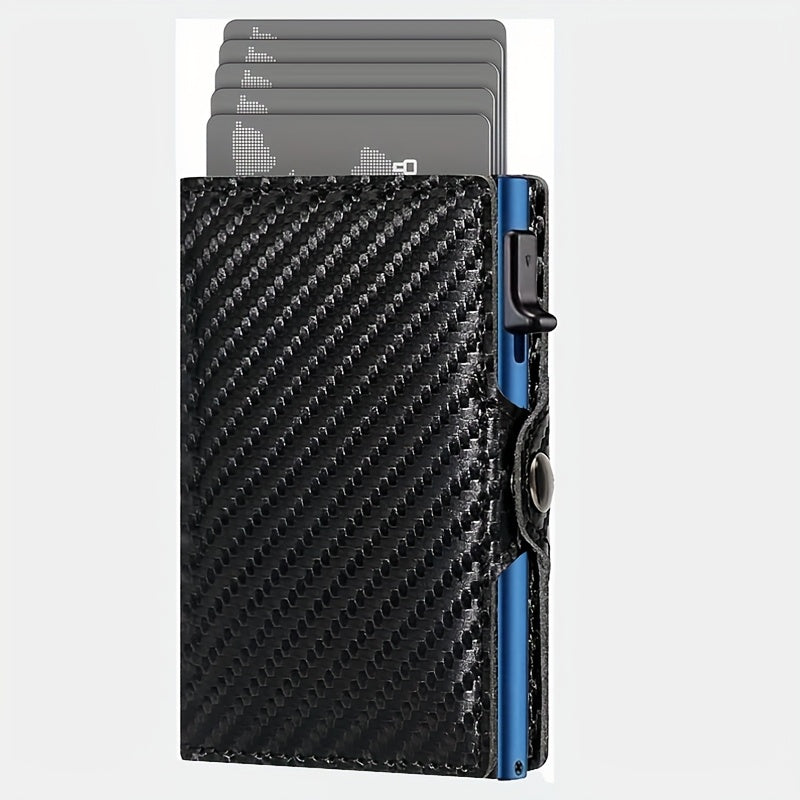 Carbon Fiber Card Clip Wallet Ultra-Thin Aluminum Pop-Up Bank Card Box Rfid-Proof Money Wallet Metal Aluminum Box Card Clip Wallet