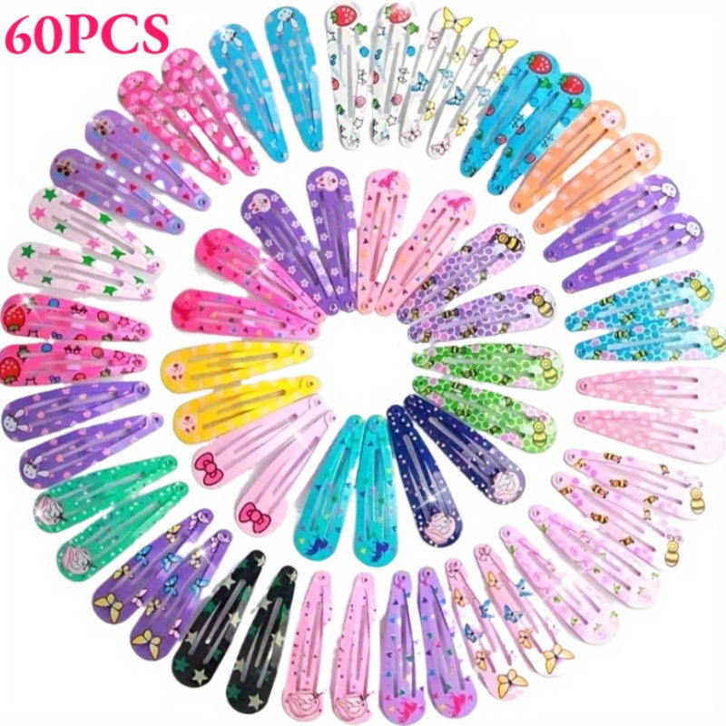 [20/40/60pcs Alloy Hair Clips] 20/40/60pcs Vibrant Alloy Hair Clips | Cute Fashionable BB Clips with Playful Prints | Colorful Hair Accessories for Bangs & Side Hairstyles