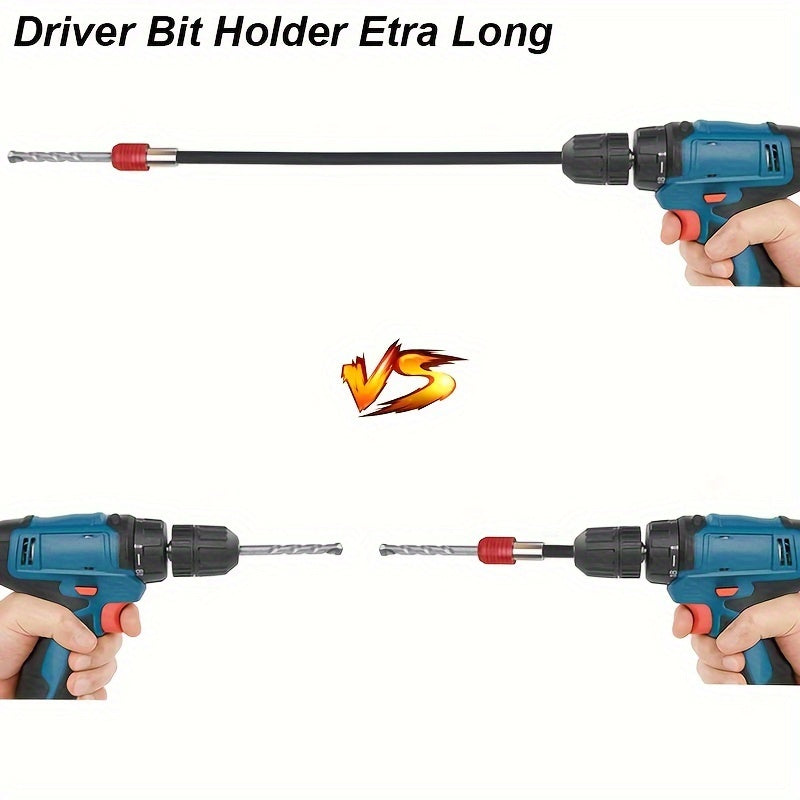11.8" Durable Chrome Vanadium Steel Extra-Long Magnetic Hex Drill Bit Holder - Quick Release, 1/4" Shank Extension for Hard-to-Reach Areas