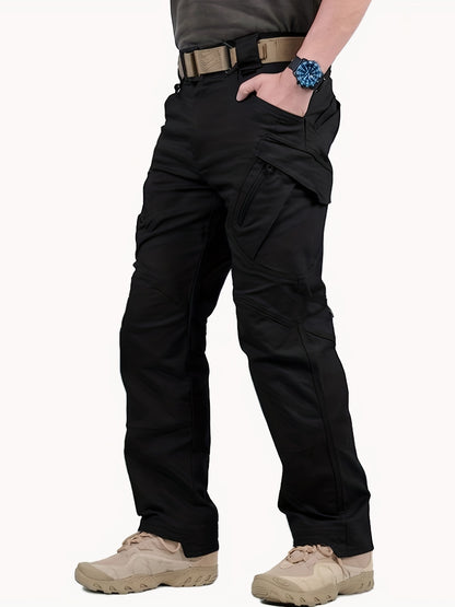 [Tactical Cargo Pants] Durable Gray Men's Tactical Cargo Pants | Multiple Pockets, All-Season Regular Fit, Zipper Closure, No Belt, Hiking Gear, Camping Essentials, Functional Design, Sturdy Construction for Camping, Fishing, Hunting, Cycling & Work