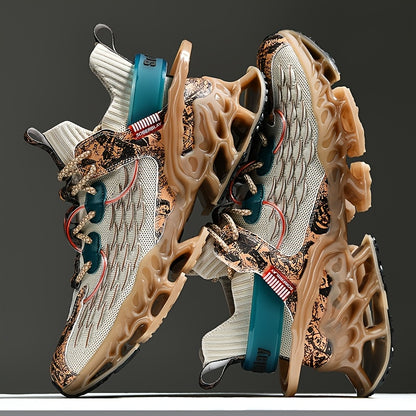 Men's Casual Sneakers, Mid-Top Blade Running Shoes for Autumn/Winter, Slip-Resistant for Daily Wear