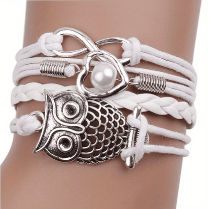 European and American Fashion Jewelry Owl Heart Number 8  Braided Bracelet