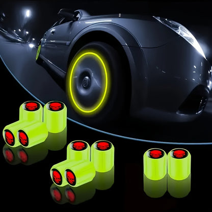 [Glowing Skull Valve Caps] 10 Glowing Fluorescent Skull Tire Valve Caps | Universal Car Wheel Accessories for SUVs, Bicycles, Trucks, Motorcycles