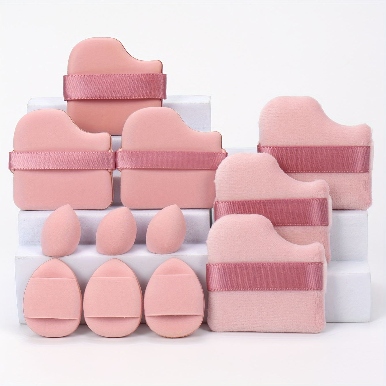 12pcs All-In-One Makeup Sponge Set, Consists of 3 Loose Powder Puffs, 3 Puffs, 3 Makeup Sponges And 3 Makeup Sponges. Foundation Blending Beauty Sponge, Liquid, Cream And Powder Flawless, Latex-Free Wet And Dry Dual-Use Foundation Makeup Cream