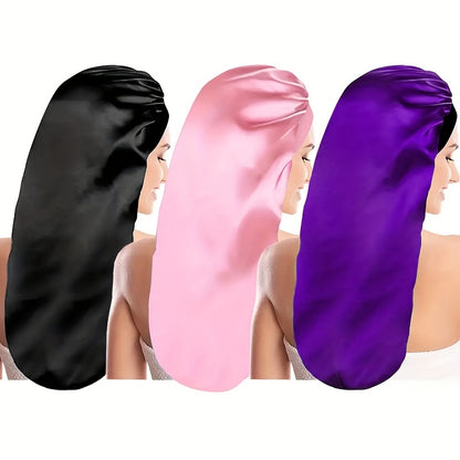 [1pc Satin Sleep Bonnet] 1pc Extra Large Satin Sleep Bonnet for Women - Long Hair Protection for Straight Curly Dreadlock And Braids, Night Cap - Bathroom Accessories