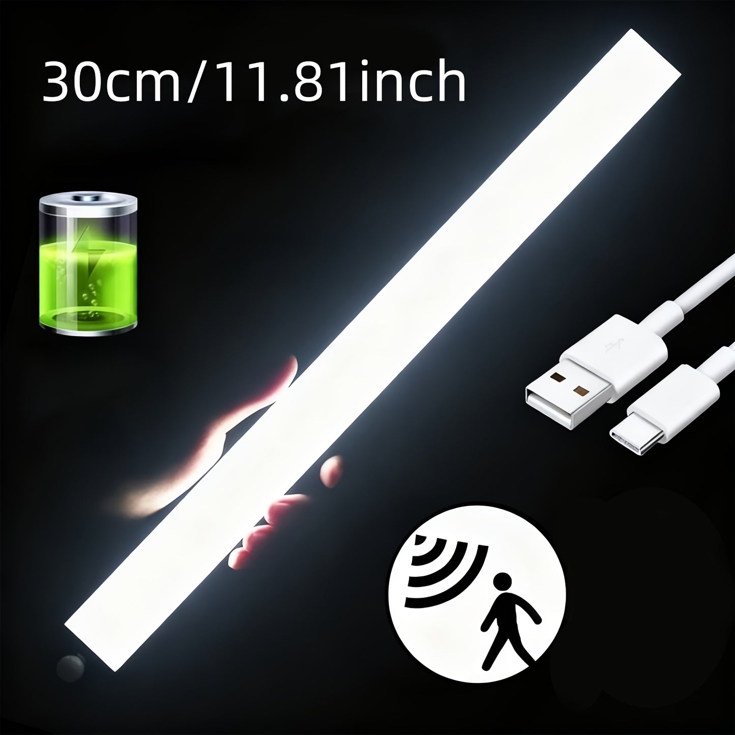 NBBUFF Motion-Activated LED Light Featuring Three Color Temperatures, Adjustable Brightness, a 360° Panoramic Human Sensor, And USB Rechargeable Capabilities. Ideal for Use in Bedrooms, Beside Beds, on Stairs, in Cabinets, And on Desks