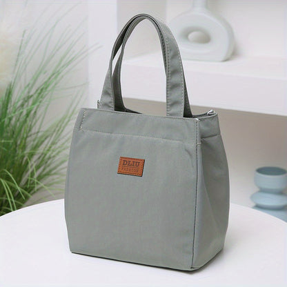 New Arrival Nylon Handbag - Solid Color, Exquisite, Aluminum Foil Insulation, Half-Zipper, Suitable for School, Work, Daily Use