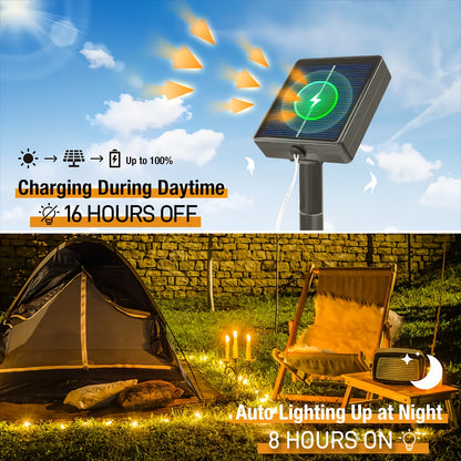 [Christmas] Solar-Powered LED Fairy Light Strings With 50/100/200/300 Leds For Outdoor Garden Decoration, Perfect For Christmas Trees, Porches, And Lawns, Featuring Light Control And Solar Energy Supply