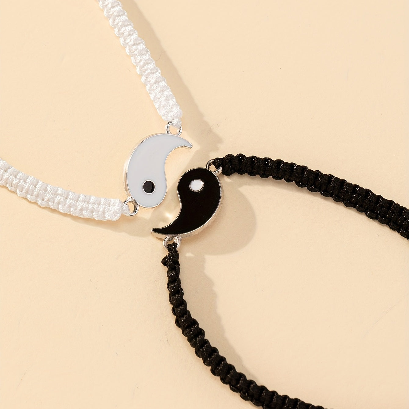 [Best Friend Bracelets] Two Pieces Best Friend Bracelets Adjustable Cord Yin And Yang Matching Bracelets for Bff Friendship Relationship Boyfriend Girlfriend Valentine's Day Gift