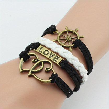 European and American Fashion Jewelry Owl Heart Number 8  Braided Bracelet