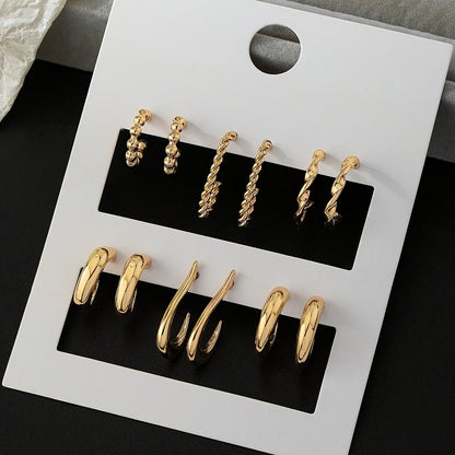 Zinc Alloy Simple Hoop Earrings for Daily Wear Dating Ear Jewelry Decor