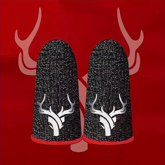 Gaming Finger Sleeves - Breathable Antlers Sweat-proof Touch Screen Thumb And Finger Sleeves For Pubg Mobile Game Silvery Fiber 1 Pair - Fabric Knit Fabric