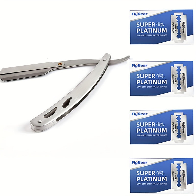 Set of Men'S Straight Razors with Folding Design for Shaving And Hair Removal, Complete with Blades