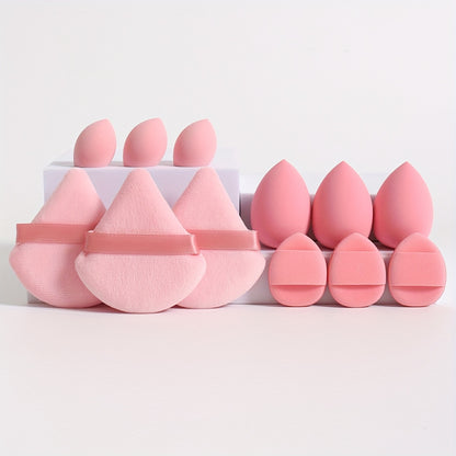 This 12pcs All-In-One Makeup Sponge Set Includes 3 Loose Powder Puffs, 3 Mini Cushion Sponges, 3 Makeup Sponges, And 3 Mini Makeup Sponges. These Sponges Are Perfect for Blending Liquids, Creams, And Powders. Latex-Free, Wet And Dry Use