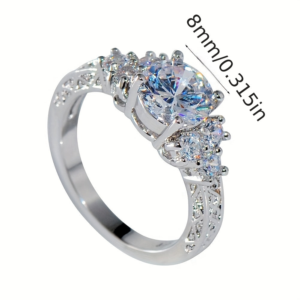 Exquisite Fashion Silvery Color Engagement Rings for Women Fashion White Ring Anniversary Bridal Wedding Jewelry