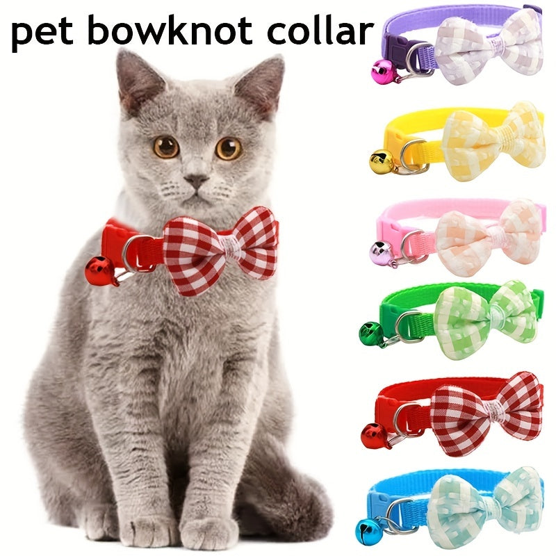 [Holiday Cat Collar] 1pc Adjustable Plaid Cat Collar with Bow Tie | Perfect for Holiday Dress Up and Everyday Wear
