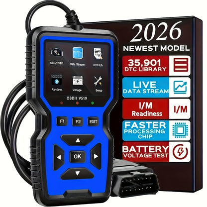 2026 V519 Professional OBD2 Scanner - USB Powered, Real-Time Data Diagnostic Tool, Suitable for Checking Engine Fault Lights in Most Vehicles, No Battery Required