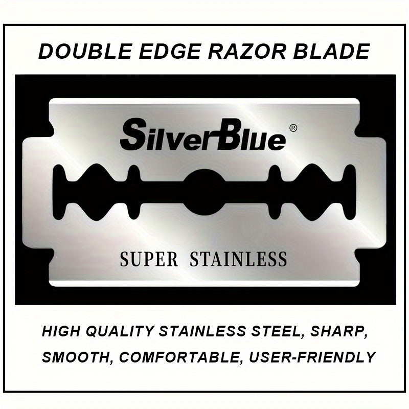 Double-Sided Stainless Steel Razor Blades for Shaving, Silverblue