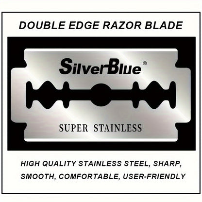 Double-Sided Stainless Steel Razor Blades for Shaving, Silverblue