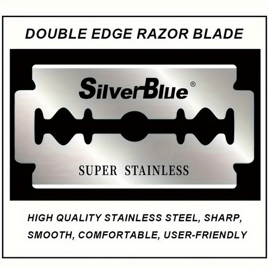 Double-Sided Stainless Steel Razor Blades for Shaving, Silverblue