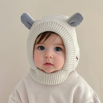 Toddler Winter Knit Hat with Fleece-Lined Ears & Adjustable Toggle Closure - Soft Stretchy Warm Beanie for Boys & Girls, Mixed Colors, Christmas Gift, Hand Wash Only, Baby Winter Hat, Festive Toddler Wear, Cold Weather Accessory, Playful Design, Cozy Fabr