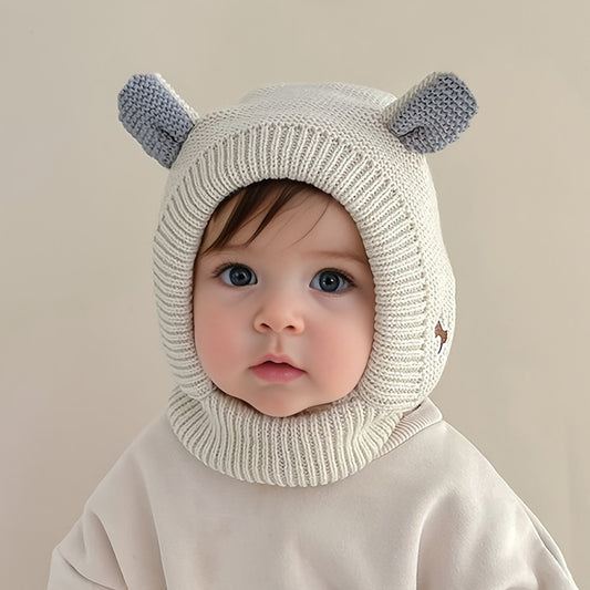 Toddler Winter Knit Hat with Fleece-Lined Ears & Adjustable Toggle Closure - Soft Stretchy Warm Beanie for Boys & Girls, Mixed Colors, Christmas Gift, Hand Wash Only, Baby Winter Hat, Festive Toddler Wear, Cold Weather Accessory, Playful Design, Cozy Fabr